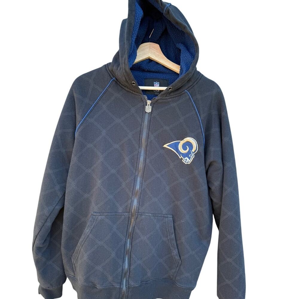 St. Louis Rams NFL Vintage thick Zip Up Hoodie Sweatshirt Black Medium